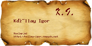 Kállay Igor névjegykártya